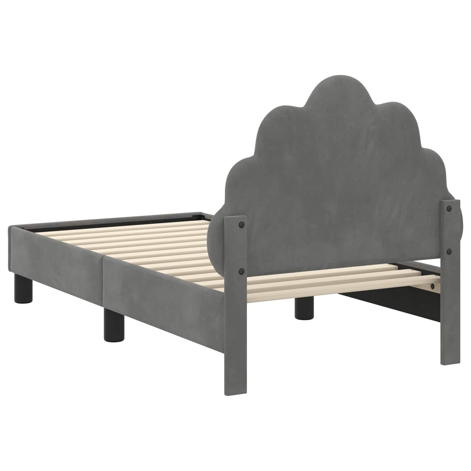 Kinderbettgestell mit Kopfteil Dunkelgrau 70 x 140 cm Samt
