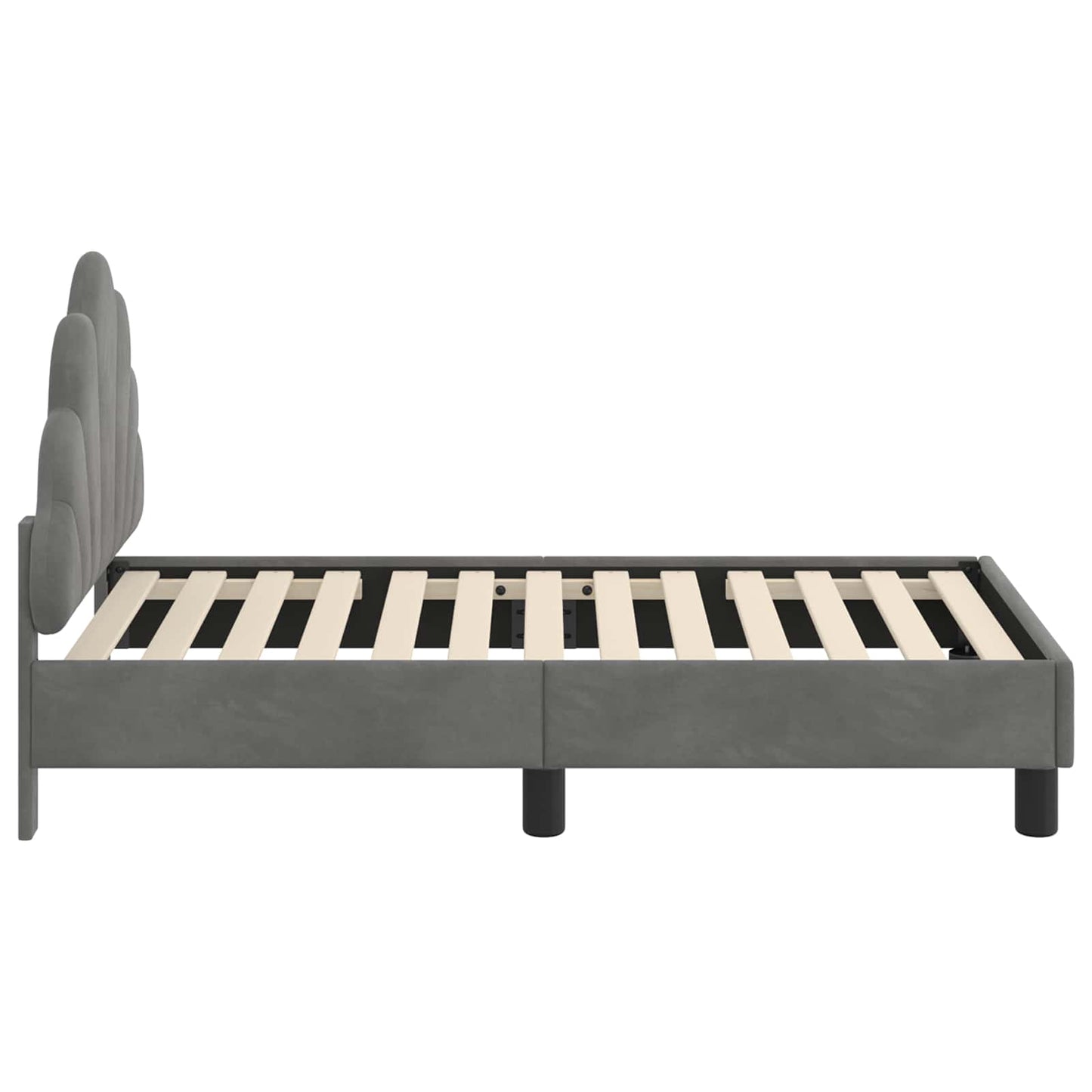 Kinderbettgestell mit Kopfteil Dunkelgrau 70 x 140 cm Samt