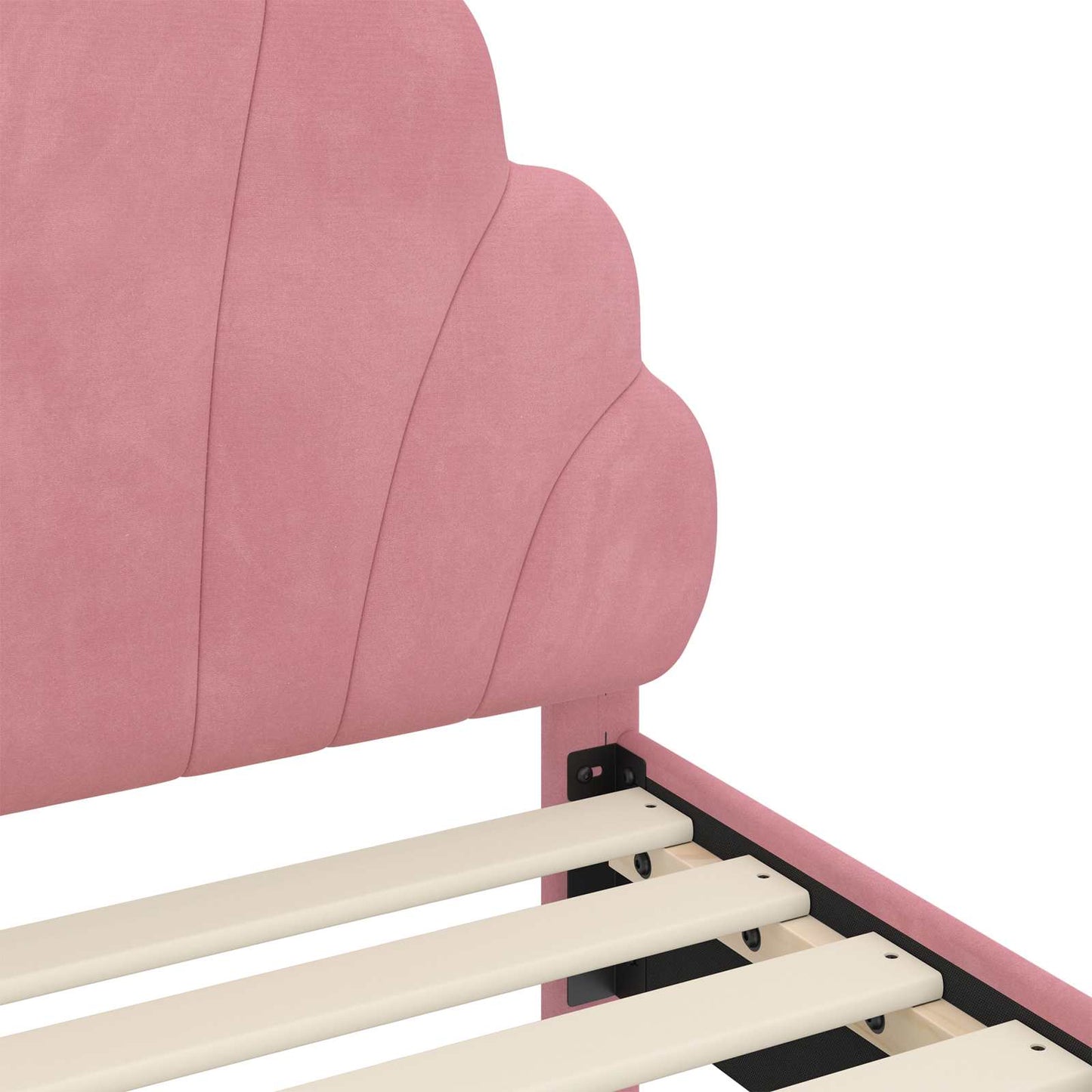 Kinderbettgestell mit Kopfteil Rosa 70 x 140 cm Samt