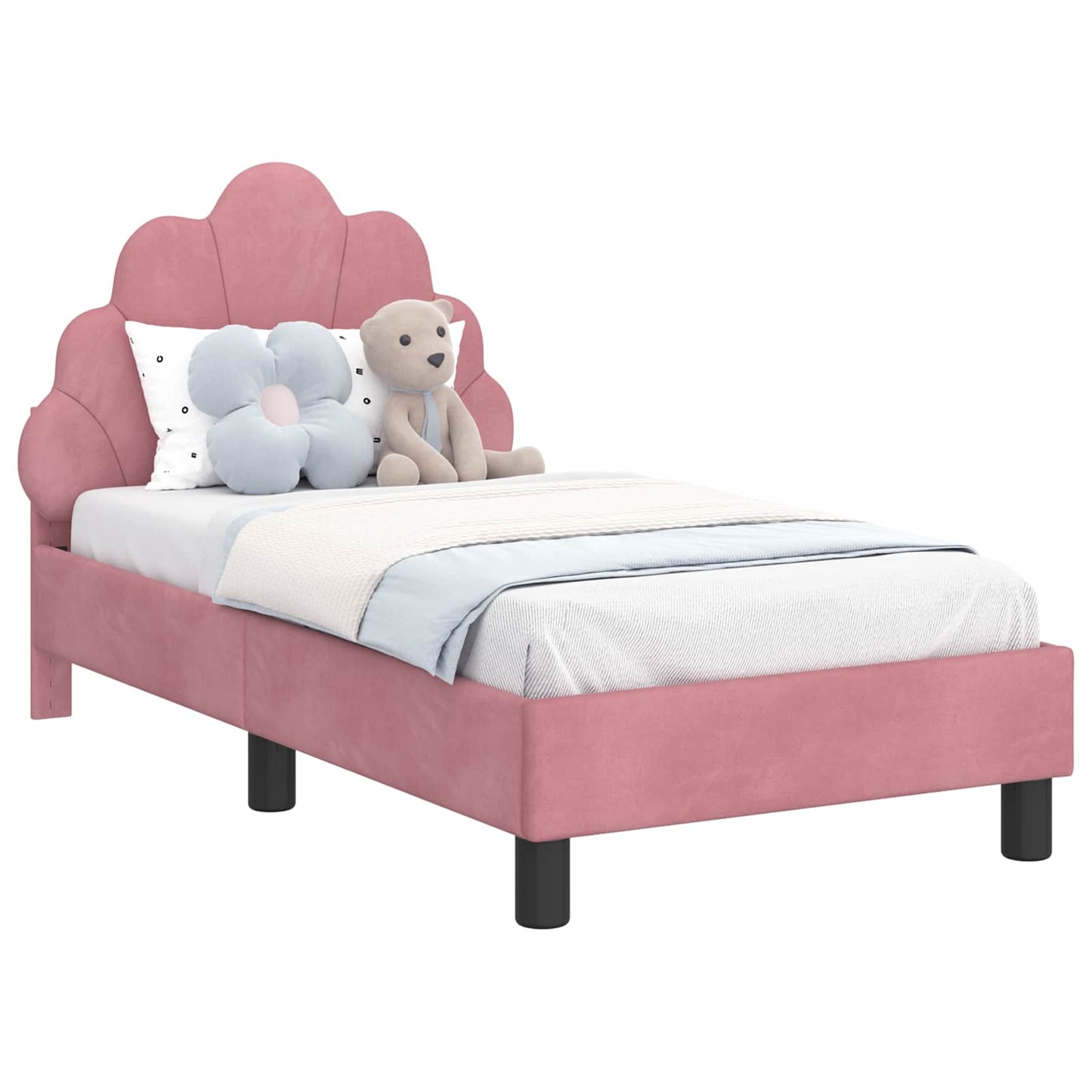 Kinderbettgestell mit Kopfteil Rosa 70 x 140 cm Samt