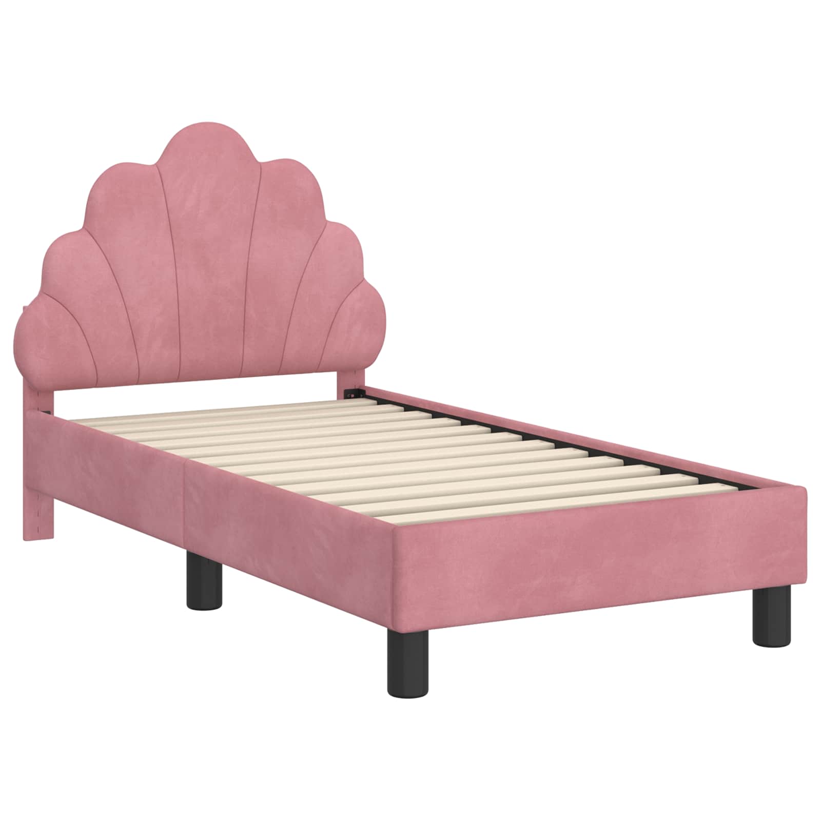 Kinderbettgestell mit Kopfteil Rosa 70 x 140 cm Samt