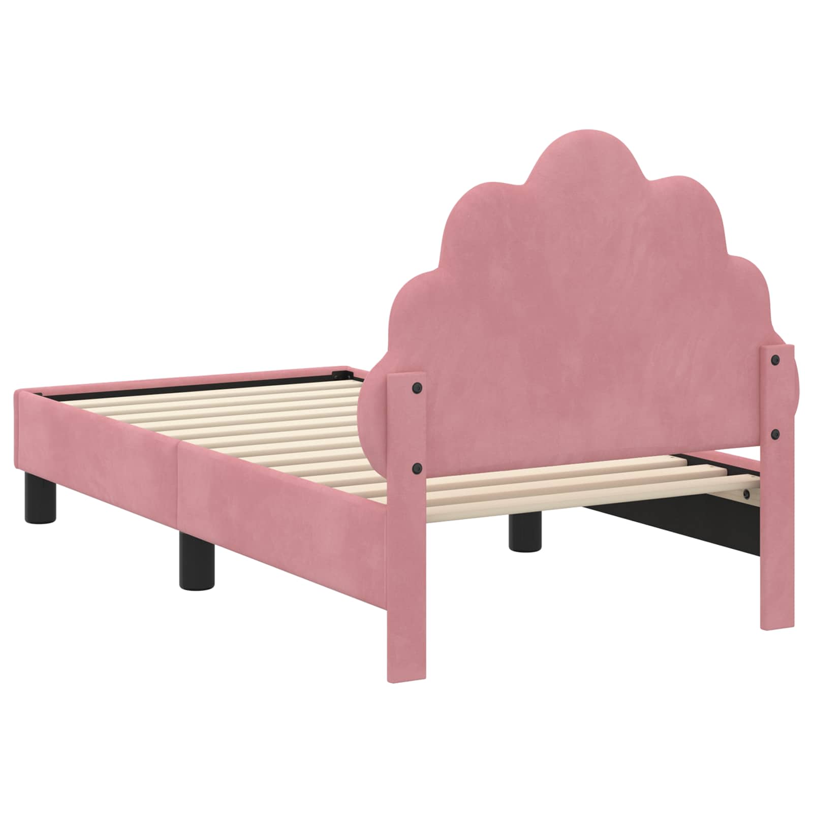 Kinderbettgestell mit Kopfteil Rosa 70 x 140 cm Samt