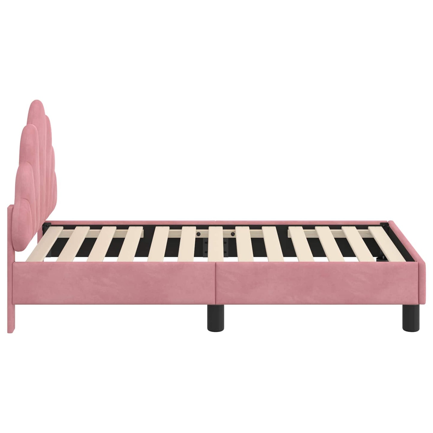 Kinderbettgestell mit Kopfteil Rosa 70 x 140 cm Samt