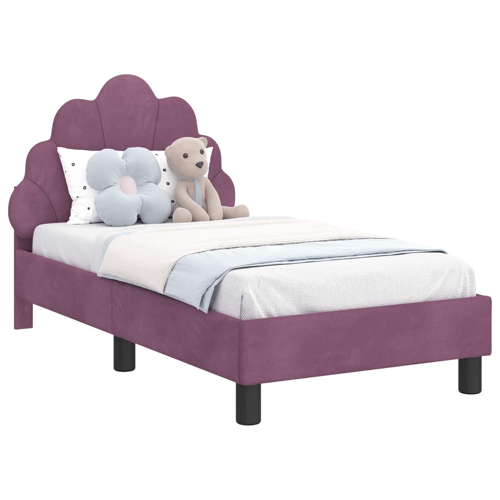 Kinderbettgestell mit Kopfteil Lila 70 x 140 cm Samt