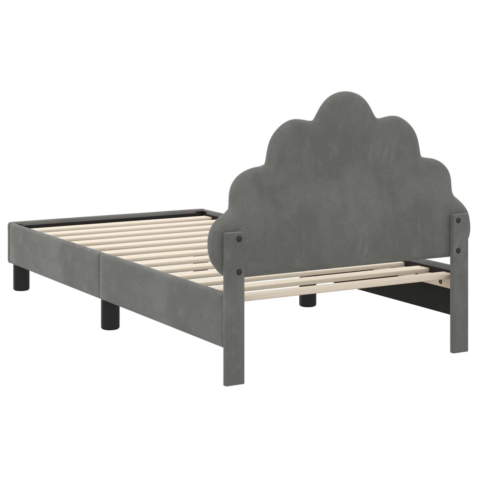 Kinderbettgestell mit Kopfteil Dunkelgrau 80 x 160 cm Samt