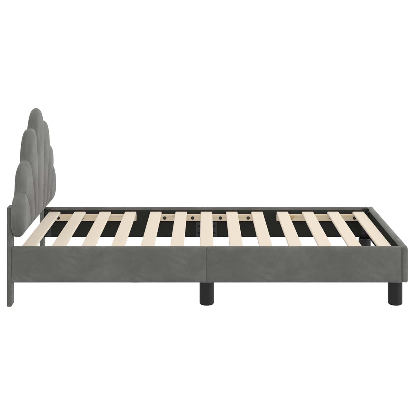 Kinderbettgestell mit Kopfteil Dunkelgrau 80 x 160 cm Samt