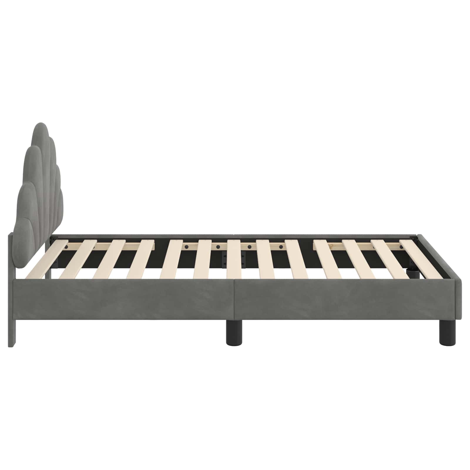 Kinderbettgestell mit Kopfteil Dunkelgrau 80 x 160 cm Samt