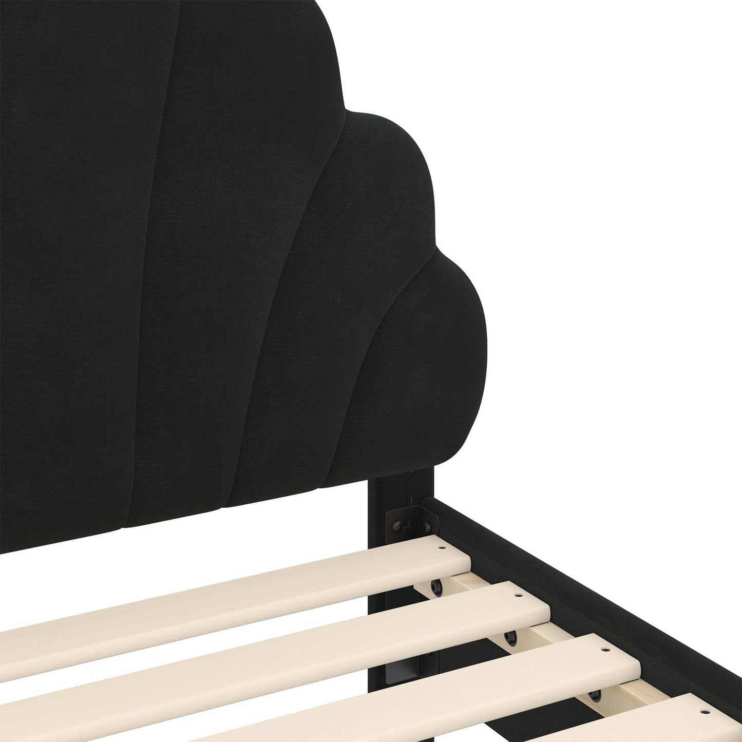 Kinderbettgestell mit Kopfteil Schwarz 80 x 160 cm Samt