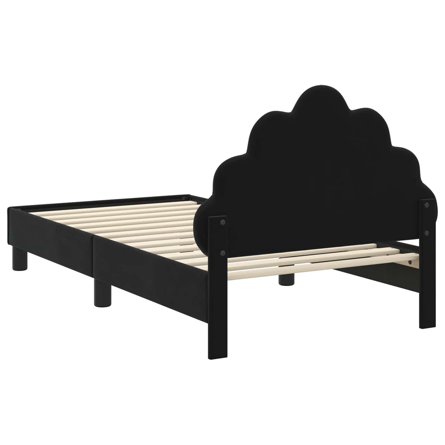 Kinderbettgestell mit Kopfteil Schwarz 80 x 160 cm Samt