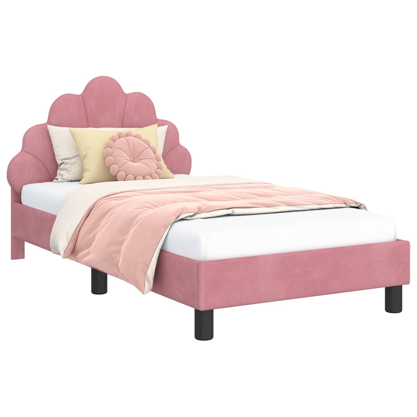 Kinderbettgestell mit Kopfteil Rosa 80 x 160 cm Samt