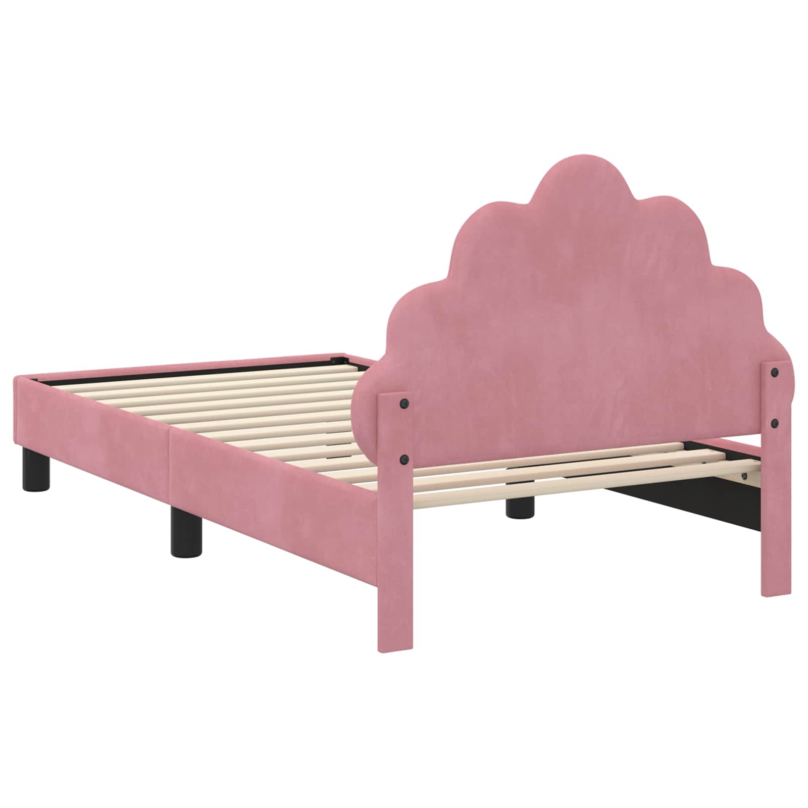 Kinderbettgestell mit Kopfteil Rosa 80 x 160 cm Samt