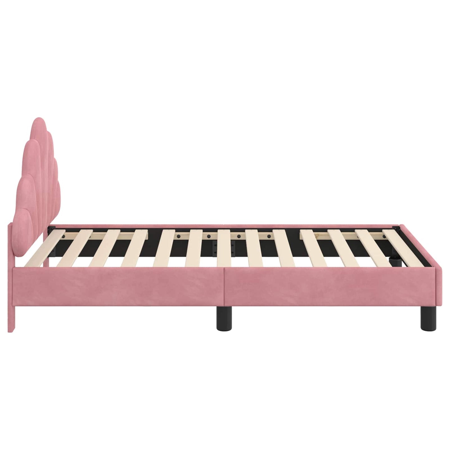 Kinderbettgestell mit Kopfteil Rosa 80 x 160 cm Samt