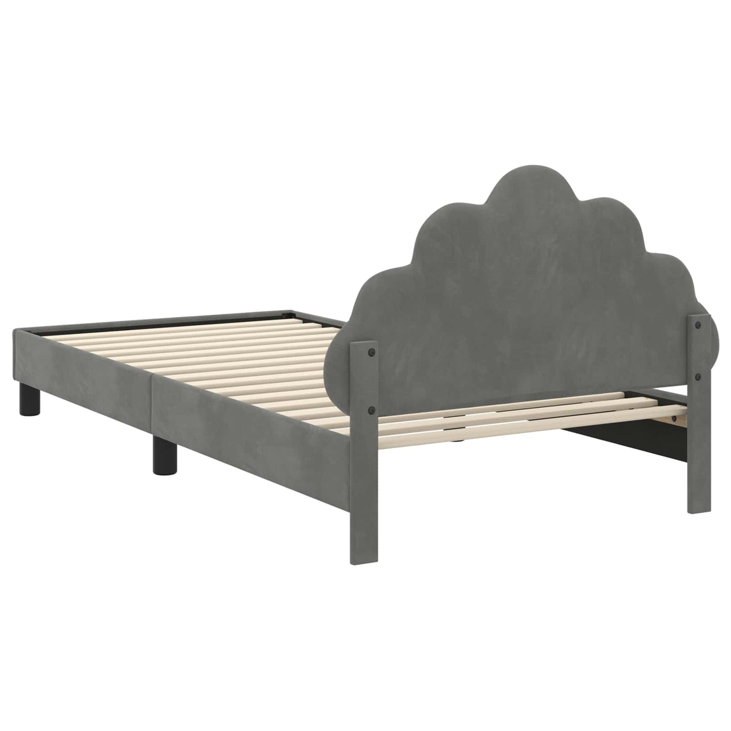 Kinderbettgestell mit Kopfteil Dunkelgrau 90 x 190 cm Samt