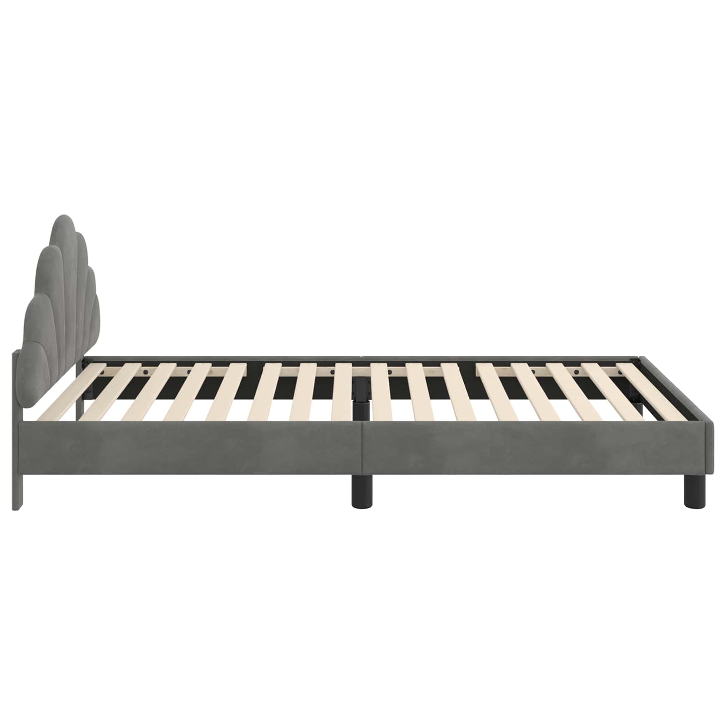 Kinderbettgestell mit Kopfteil Dunkelgrau 90 x 190 cm Samt