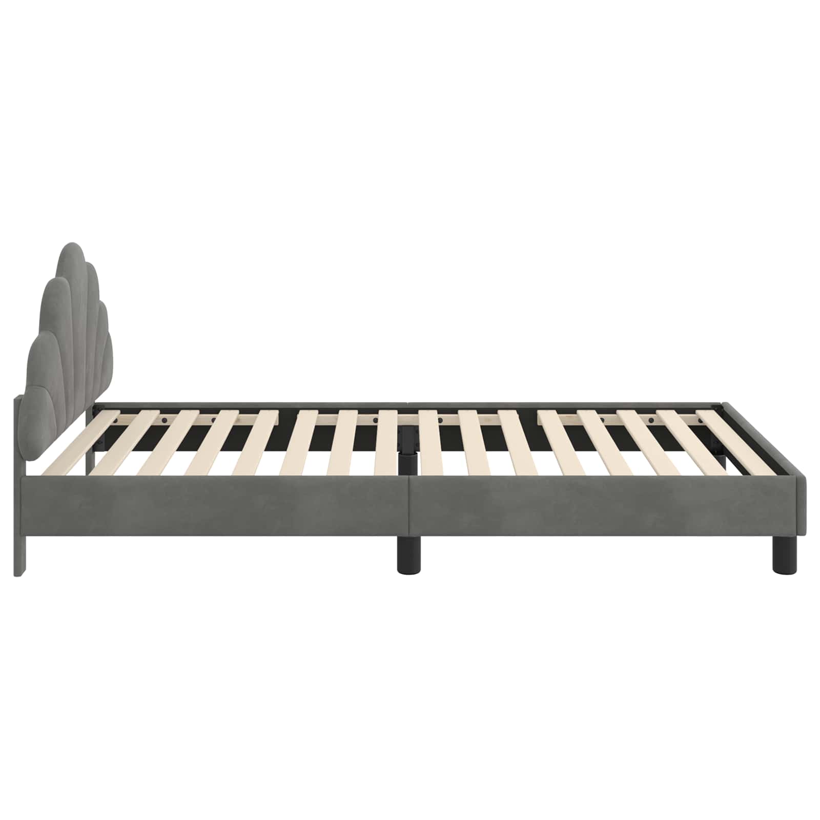 Kinderbettgestell mit Kopfteil Dunkelgrau 90 x 190 cm Samt