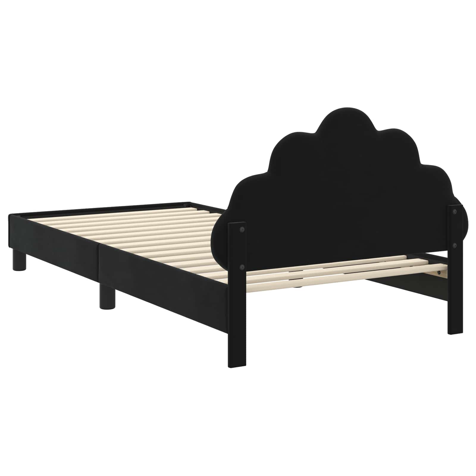 Kinderbettgestell mit Kopfteil Schwarz 90 x 200 cm Samt