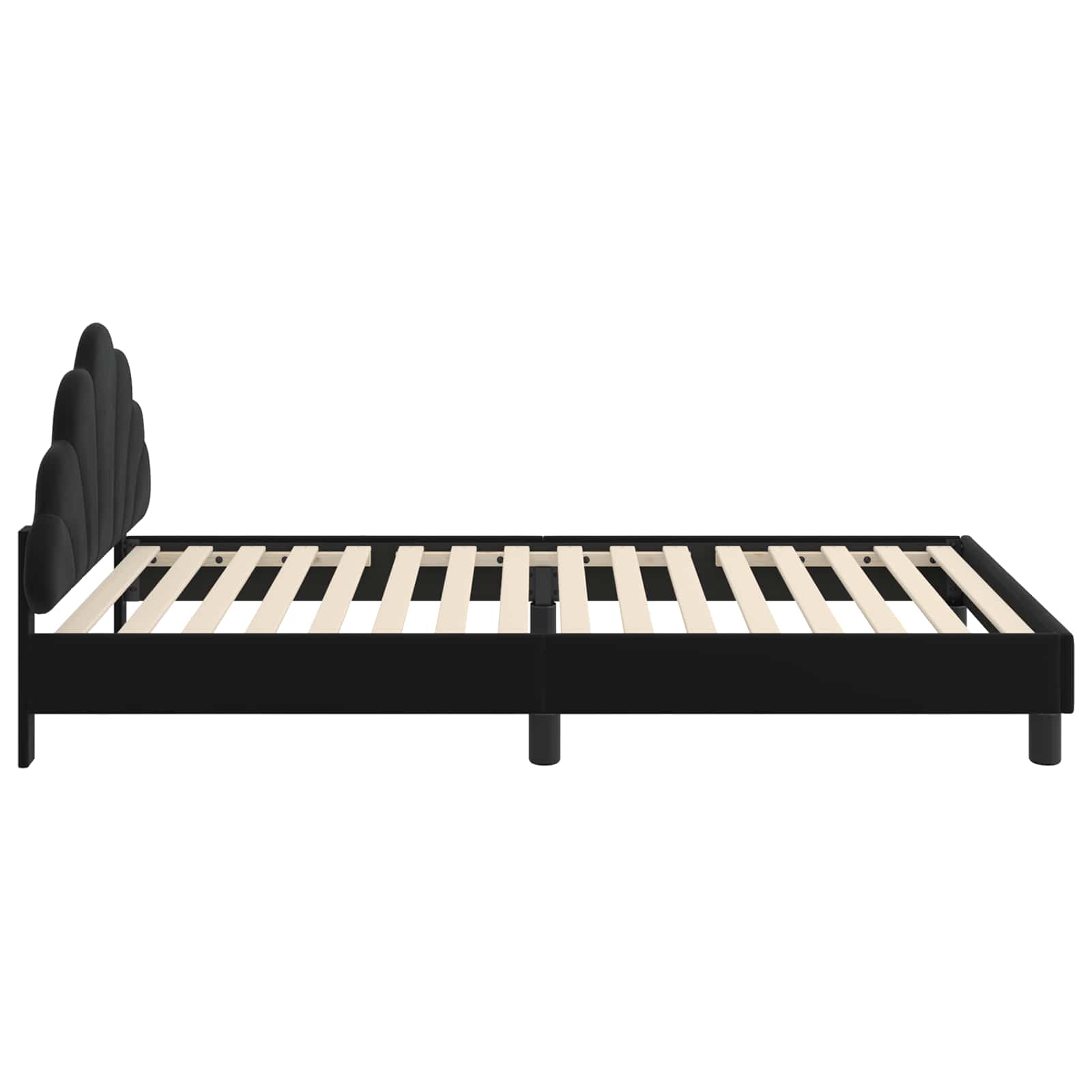 Kinderbettgestell mit Kopfteil Schwarz 90 x 200 cm Samt