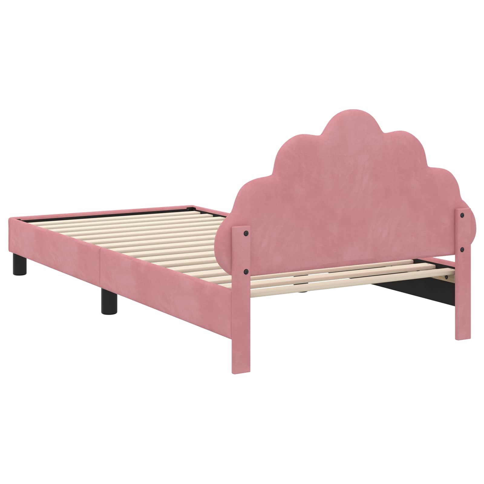 Kinderbettgestell mit Kopfteil Rosa 90 x 200 cm Samt