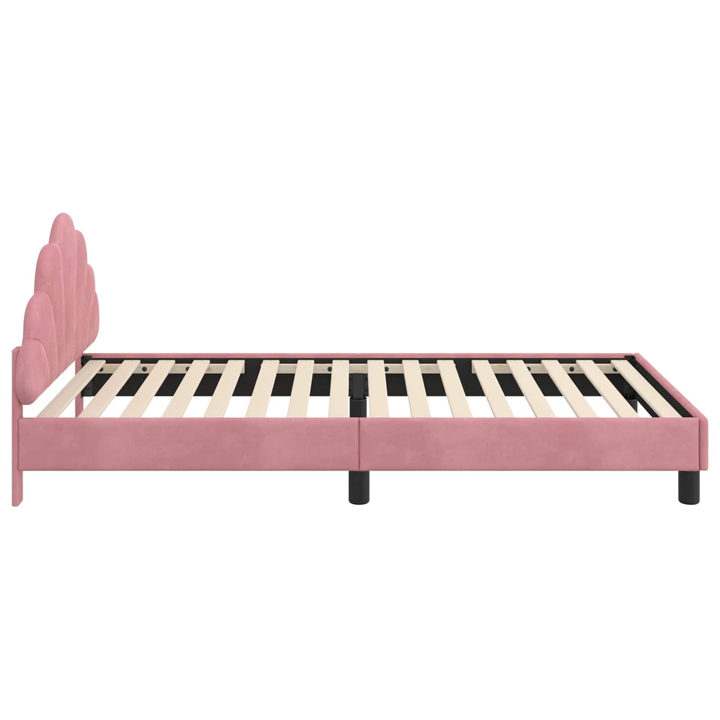 Kinderbettgestell mit Kopfteil Rosa 90 x 200 cm Samt