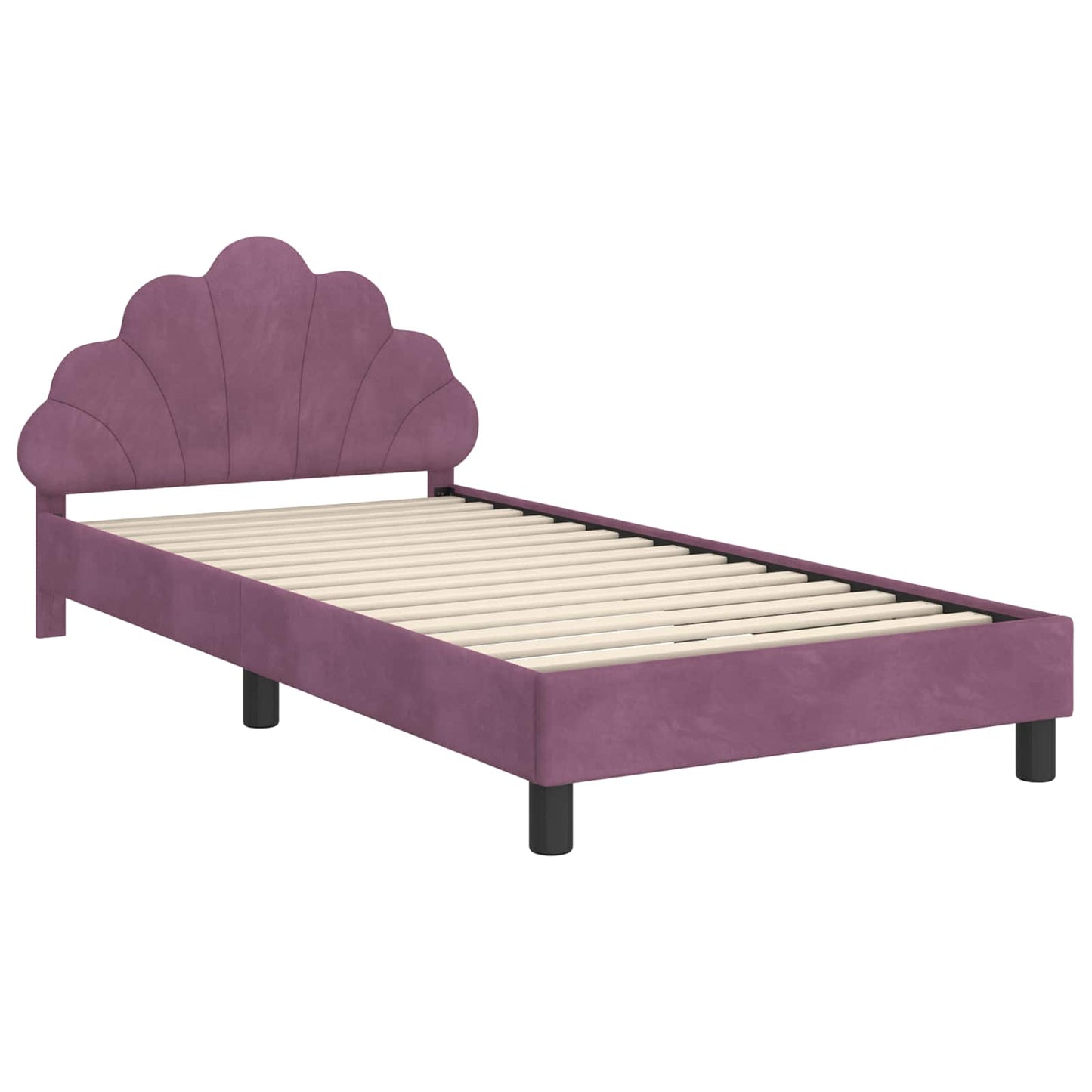 Kinderbettgestell mit Kopfteil Lila 90 x 200 cm Samt