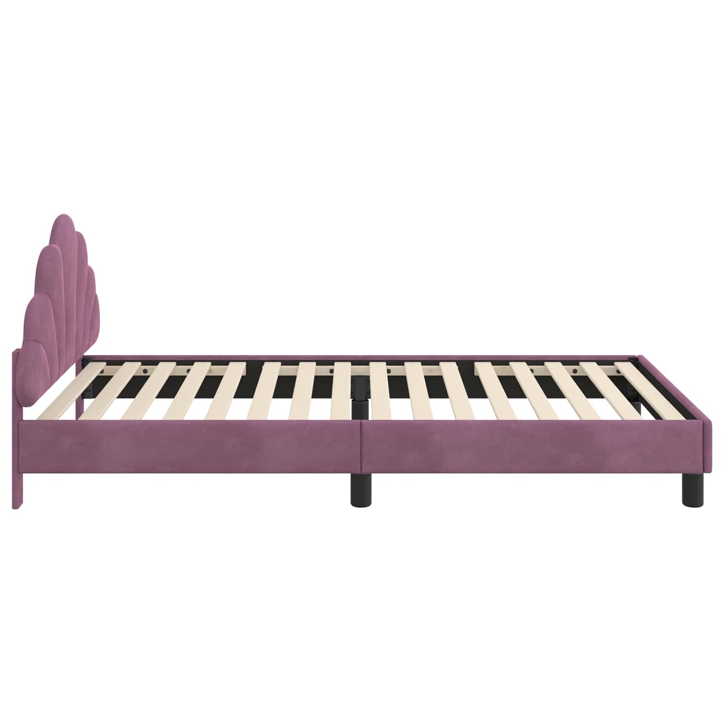 Kinderbettgestell mit Kopfteil Lila 90 x 200 cm Samt