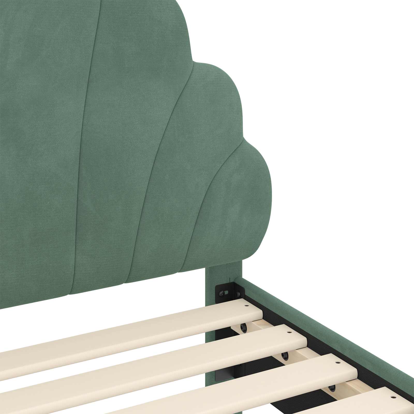 Kinderbettgestell mit Kopfteil Meergrün 90 x 200 cm Samt