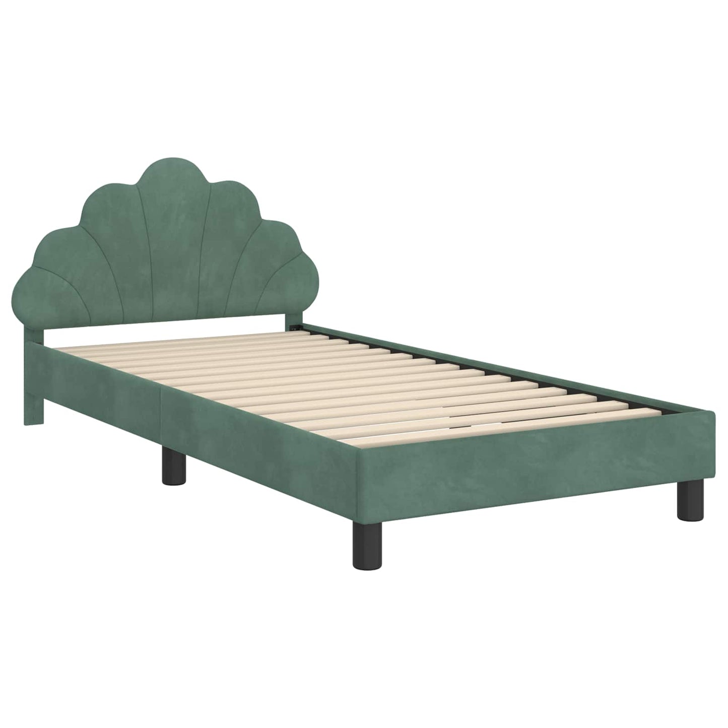 Kinderbettgestell mit Kopfteil Meergrün 90 x 200 cm Samt