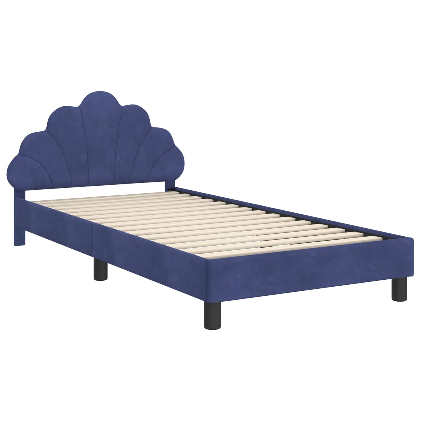 Kinderbettgestell mit Kopfteil Polizeiblau 90 x 200 cm Samt