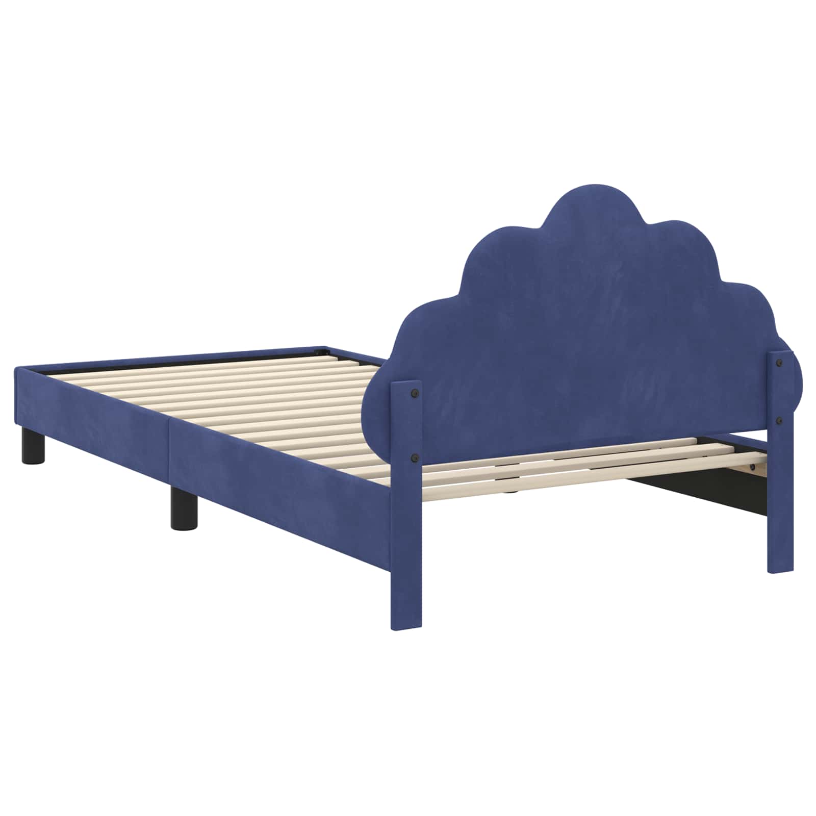 Kinderbettgestell mit Kopfteil Polizeiblau 90 x 200 cm Samt