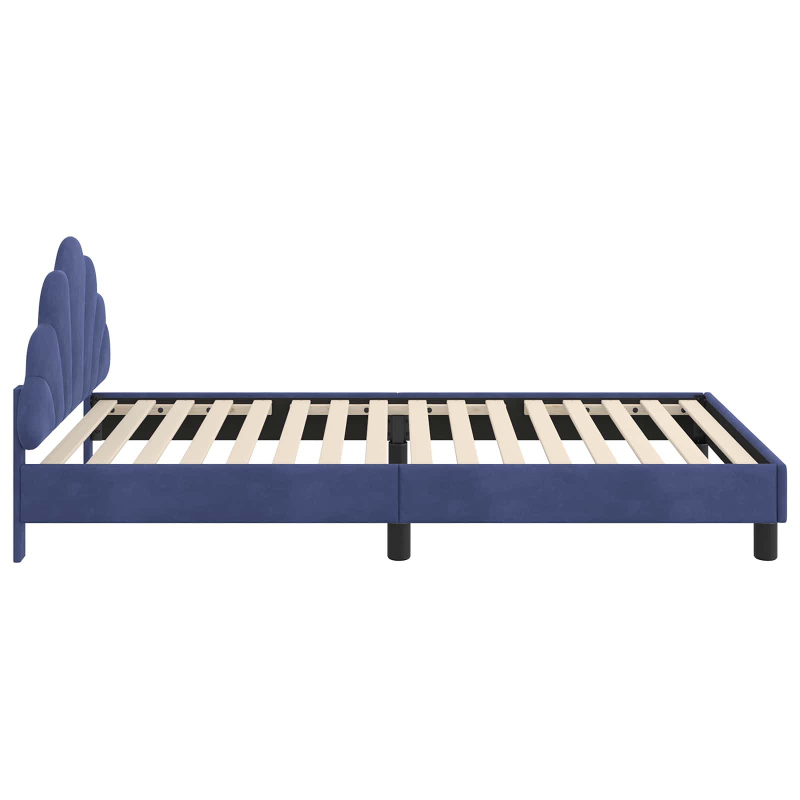 Kinderbettgestell mit Kopfteil Polizeiblau 90 x 200 cm Samt