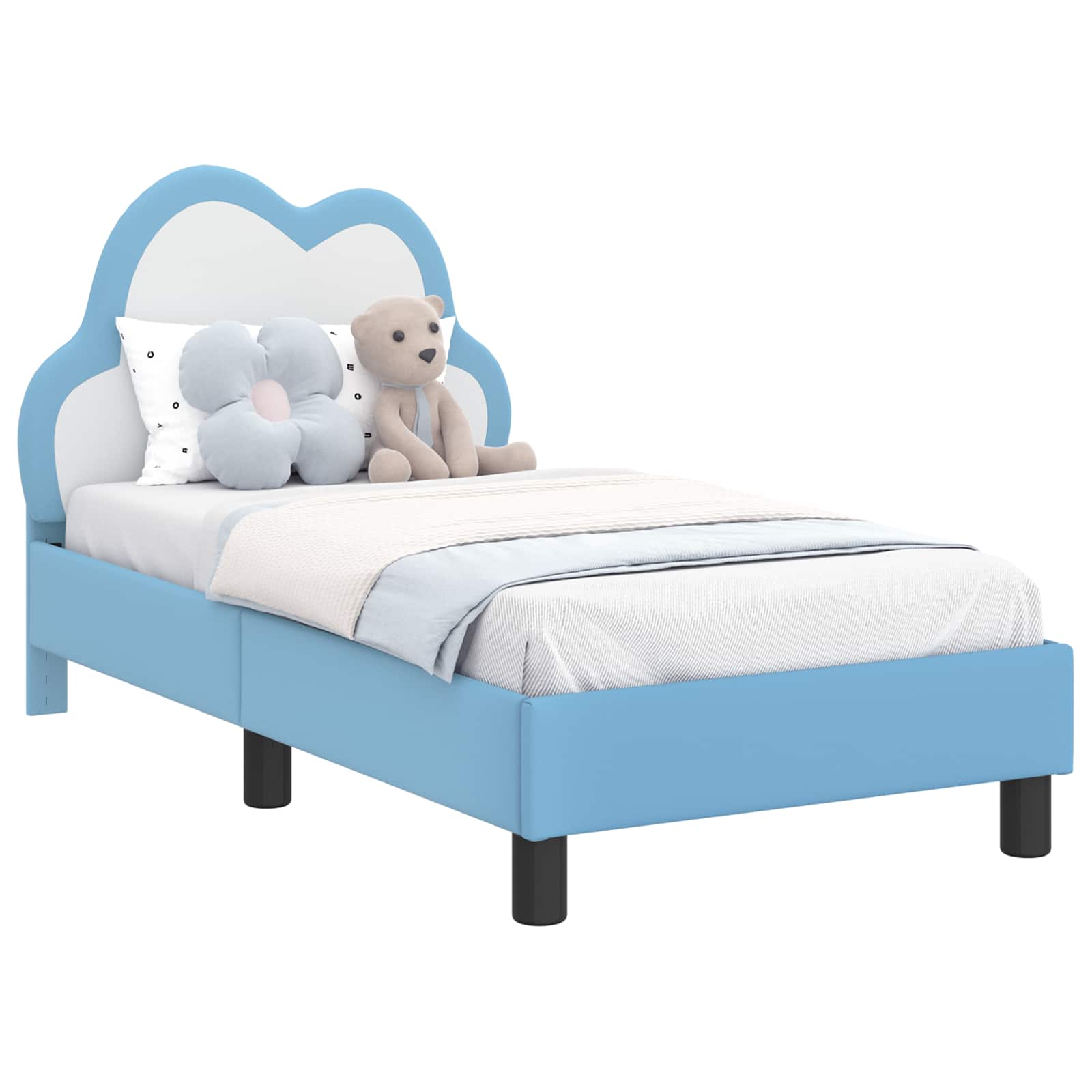 Kinderbettgestell mit Kopfteil Blau 70 x 140 cm PU