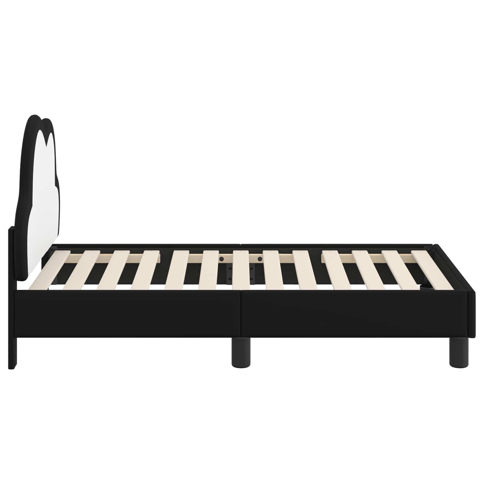 Kinderbettgestell mit Kopfteil Schwarz 70 x 140 cm PU