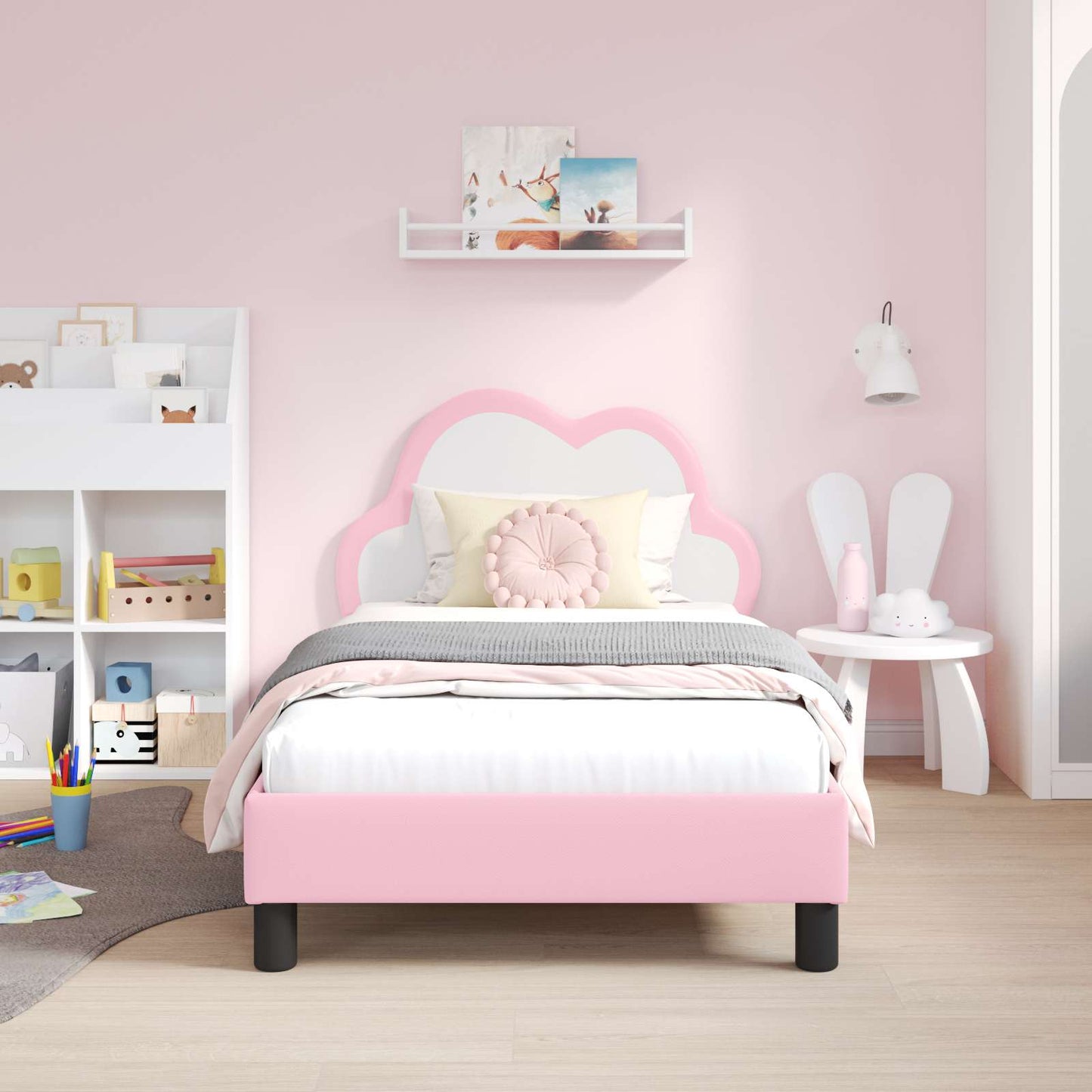 Kinderbettgestell mit Kopfteil Rosa 80 x 160 cm PU