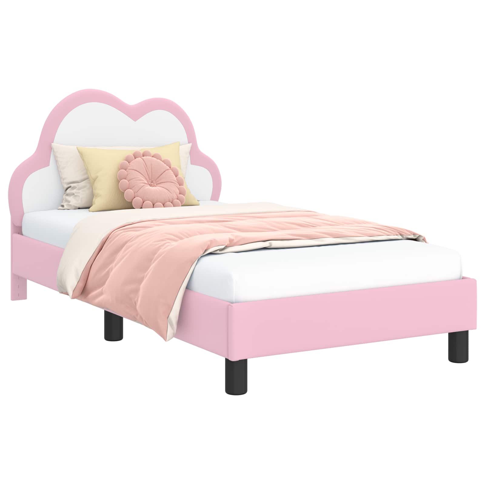 Kinderbettgestell mit Kopfteil Rosa 80 x 160 cm PU