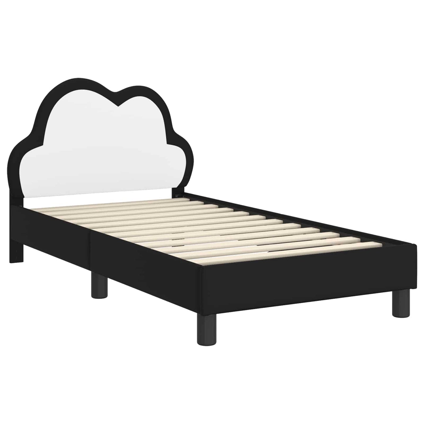 Kinderbettgestell mit Kopfteil Schwarz 80 x 160 cm PU