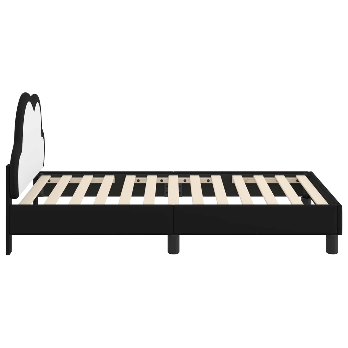 Kinderbettgestell mit Kopfteil Schwarz 80 x 160 cm PU