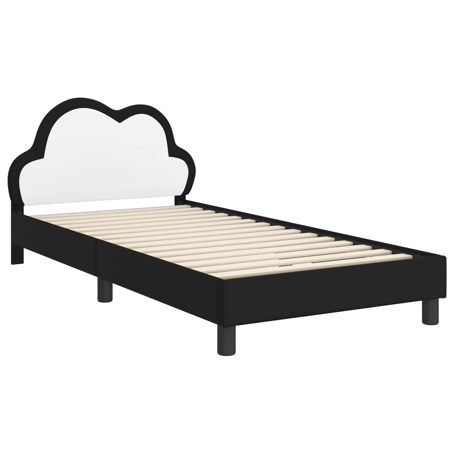 Kinderbettgestell mit Kopfteil Schwarz 90 x 190 cm PU