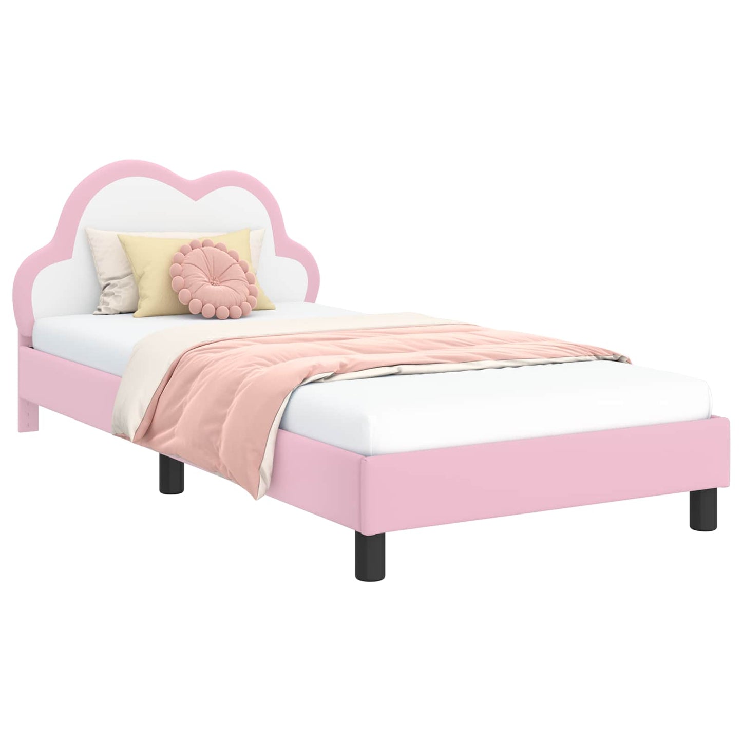 Kinderbettgestell mit Kopfteil Rosa 90 x 200 cm PU
