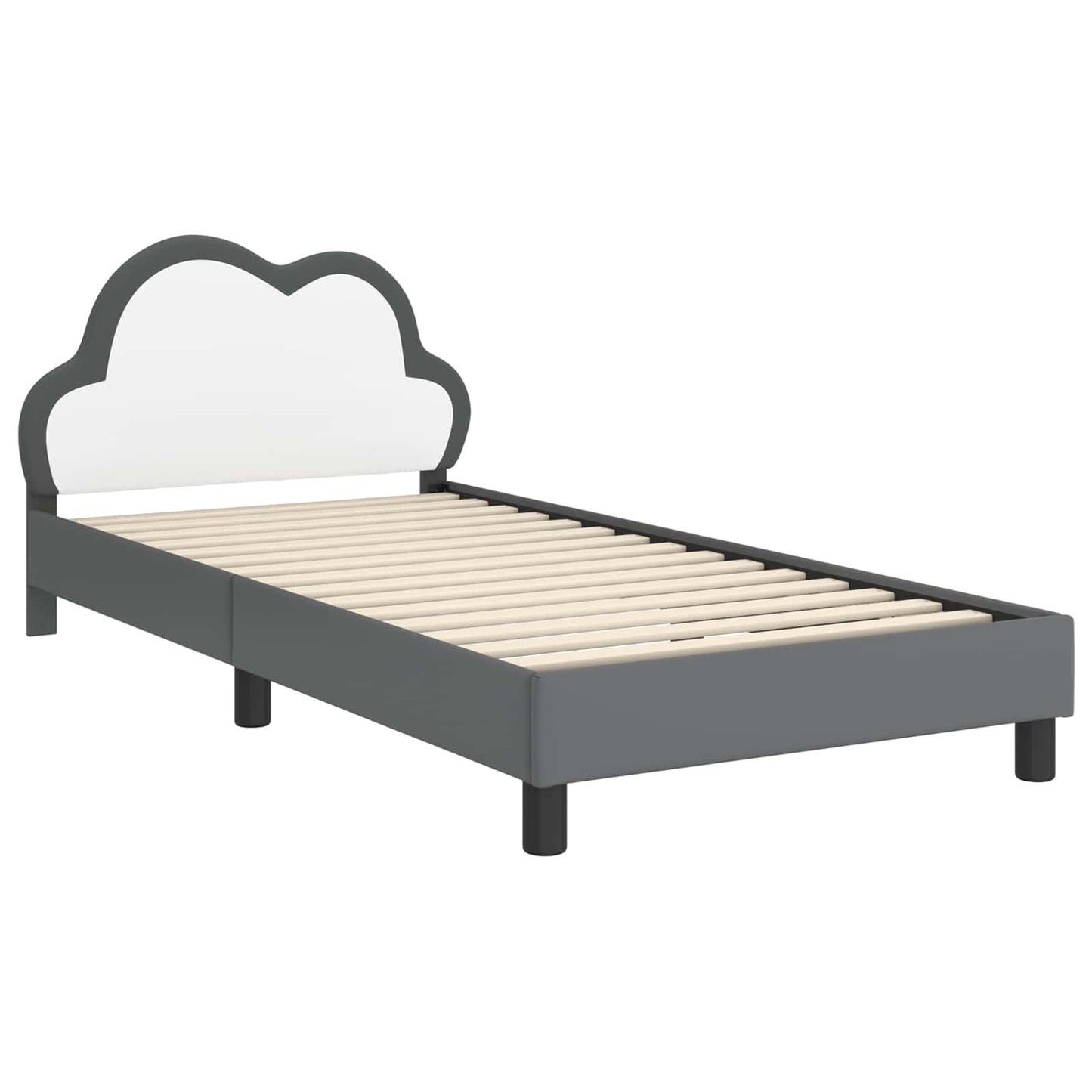 Kinderbettgestell mit Kopfteil Hellgrau 90 x 200 cm PU