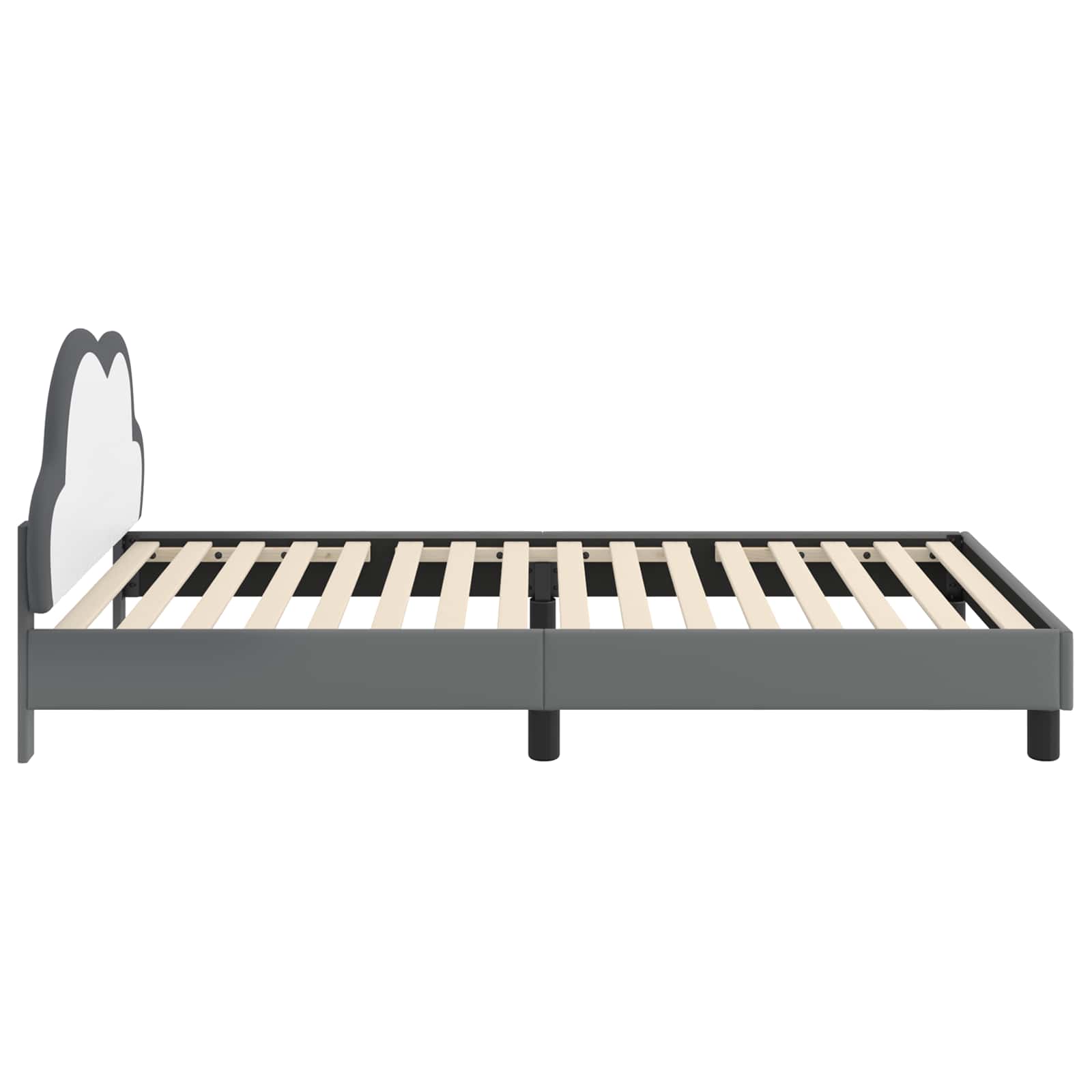 Kinderbettgestell mit Kopfteil Hellgrau 90 x 200 cm PU