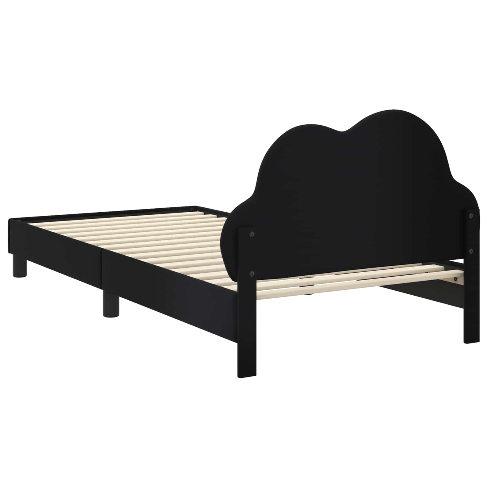 Kinderbettgestell mit Kopfteil Schwarz 90 x 200 cm PU