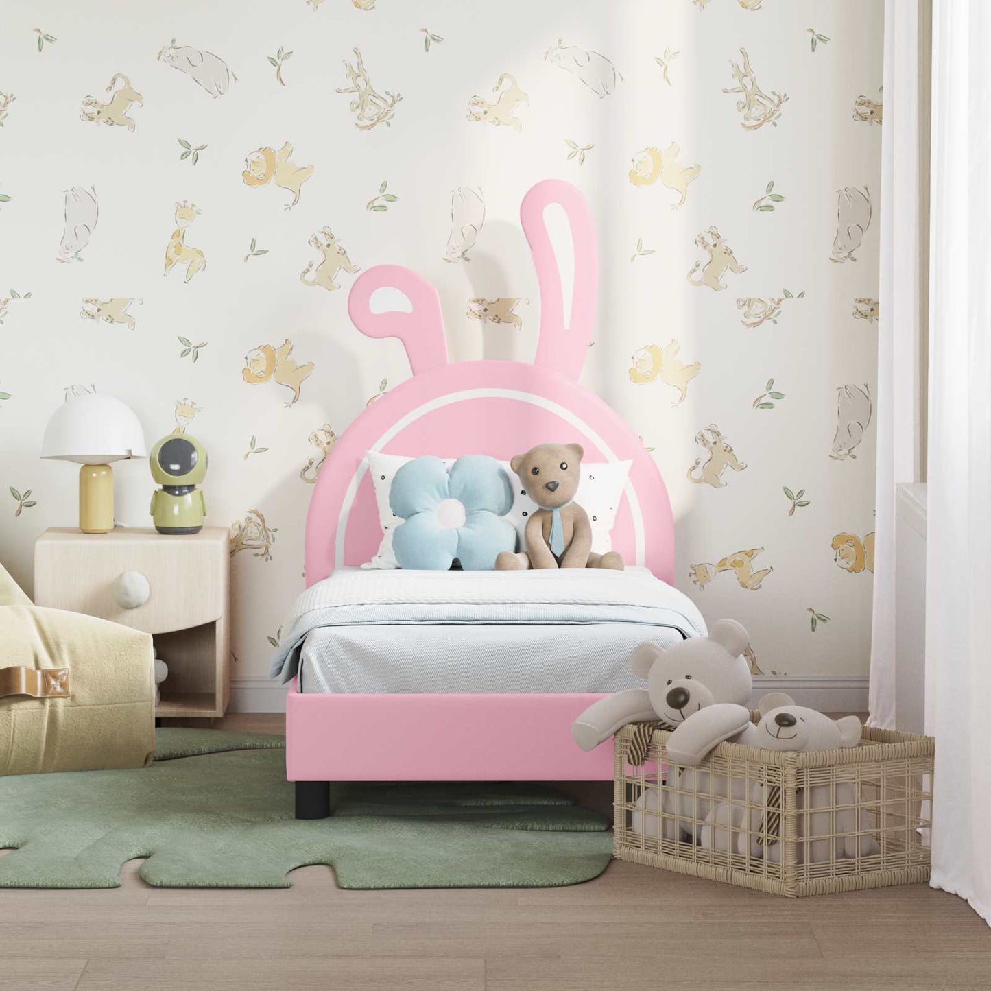 Kinderbettgestell mit Kopfteil Rosa 70 x 140 cm PU