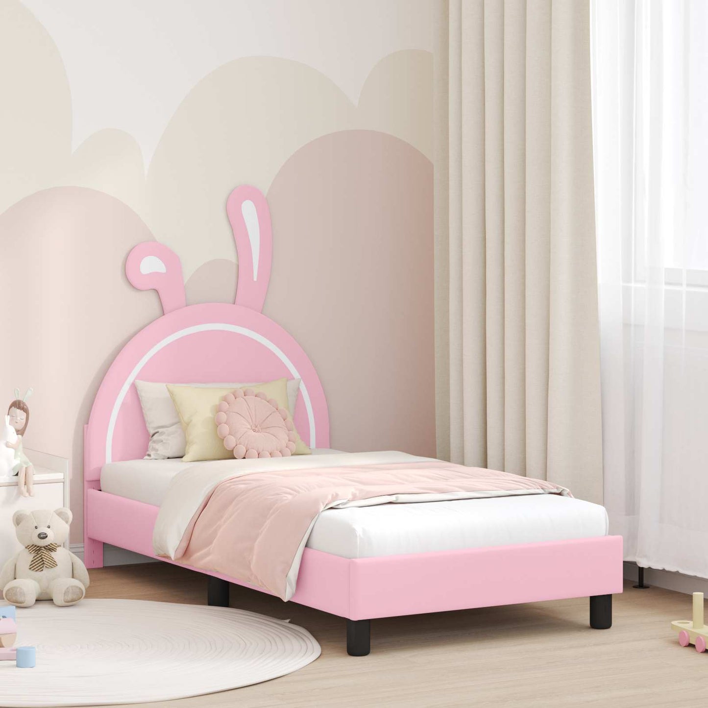 Kinderbettgestell mit Kopfteil Rosa 80 x 160 cm PU