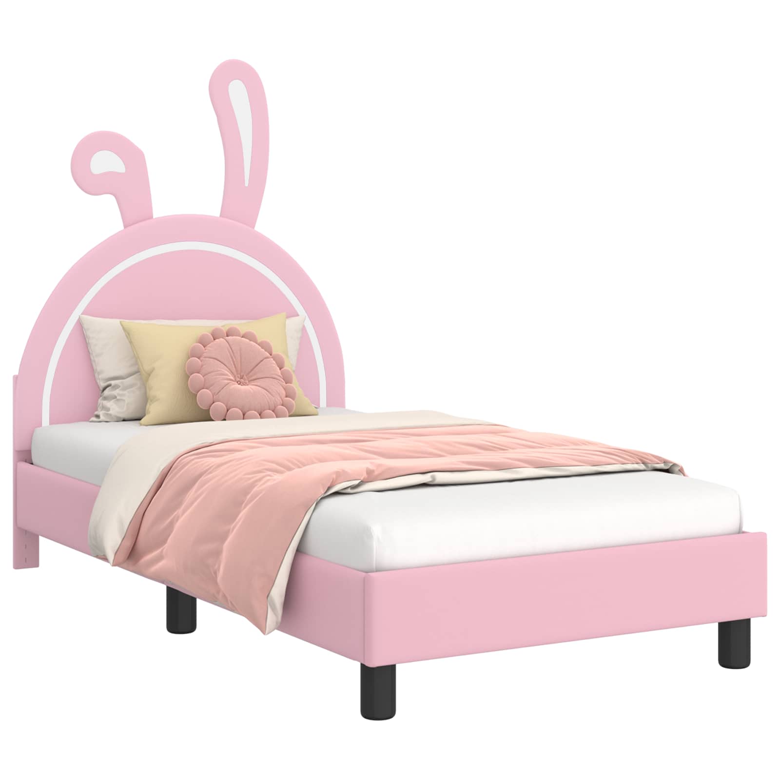 Kinderbettgestell mit Kopfteil Rosa 80 x 160 cm PU