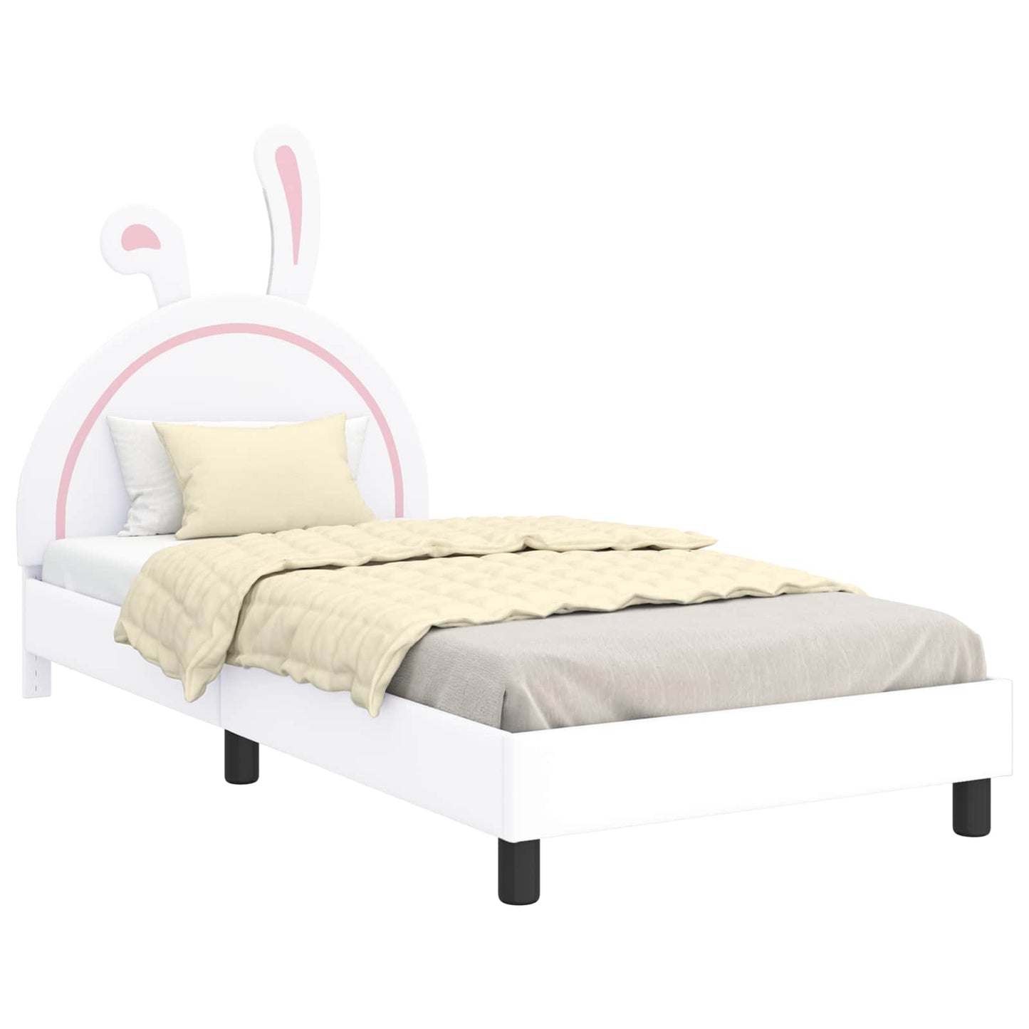 Kinderbettgestell mit Kopfteil Weiß 80 x 200 cm PU