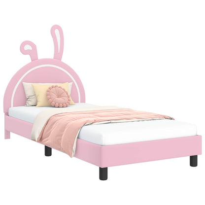 Kinderbettgestell mit Kopfteil Rosa 90 x 190 cm PU
