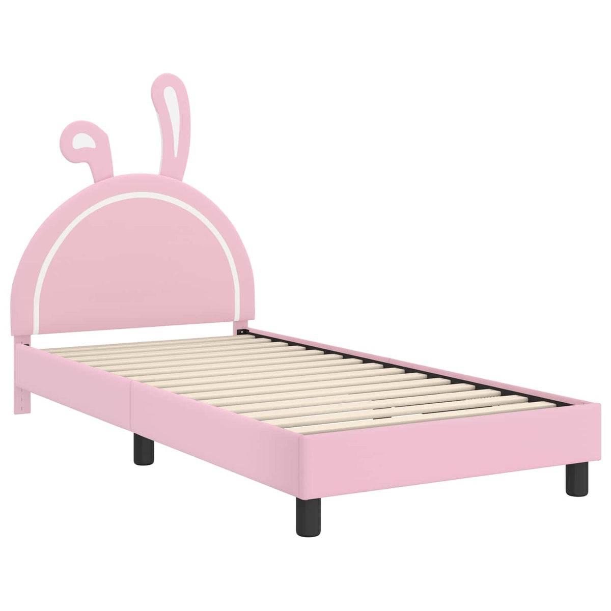 Kinderbettgestell mit Kopfteil Rosa 90 x 190 cm PU