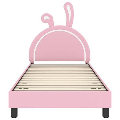 Kinderbettgestell mit Kopfteil Rosa 90 x 190 cm PU