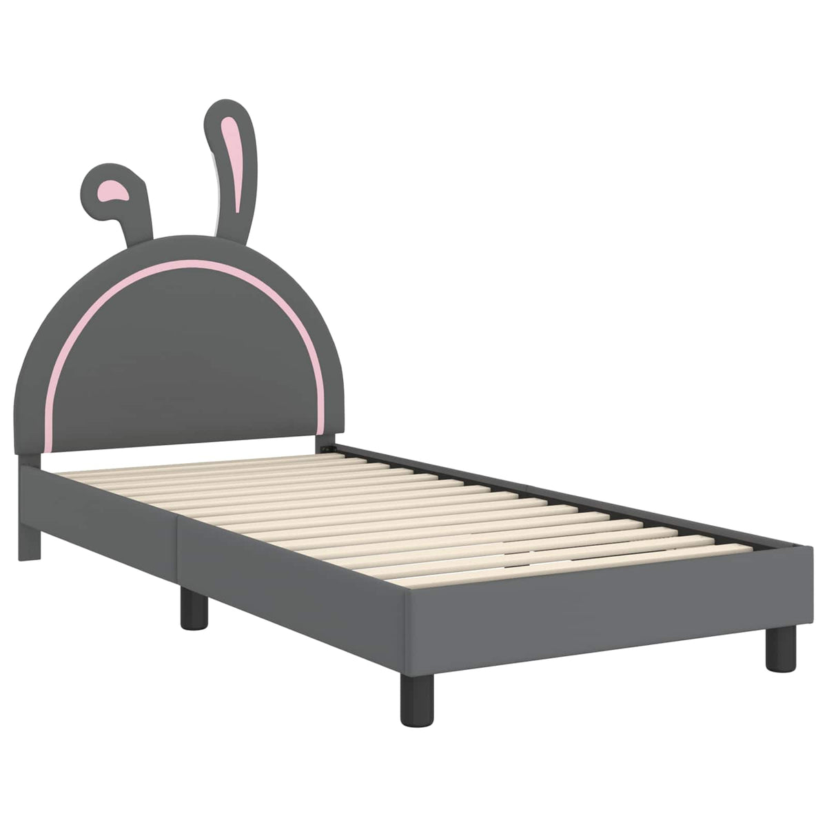 Kinderbettgestell mit Kopfteil Hellgrau 90 x 200 cm PU