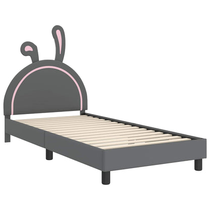Kinderbettgestell mit Kopfteil Hellgrau 90 x 200 cm PU